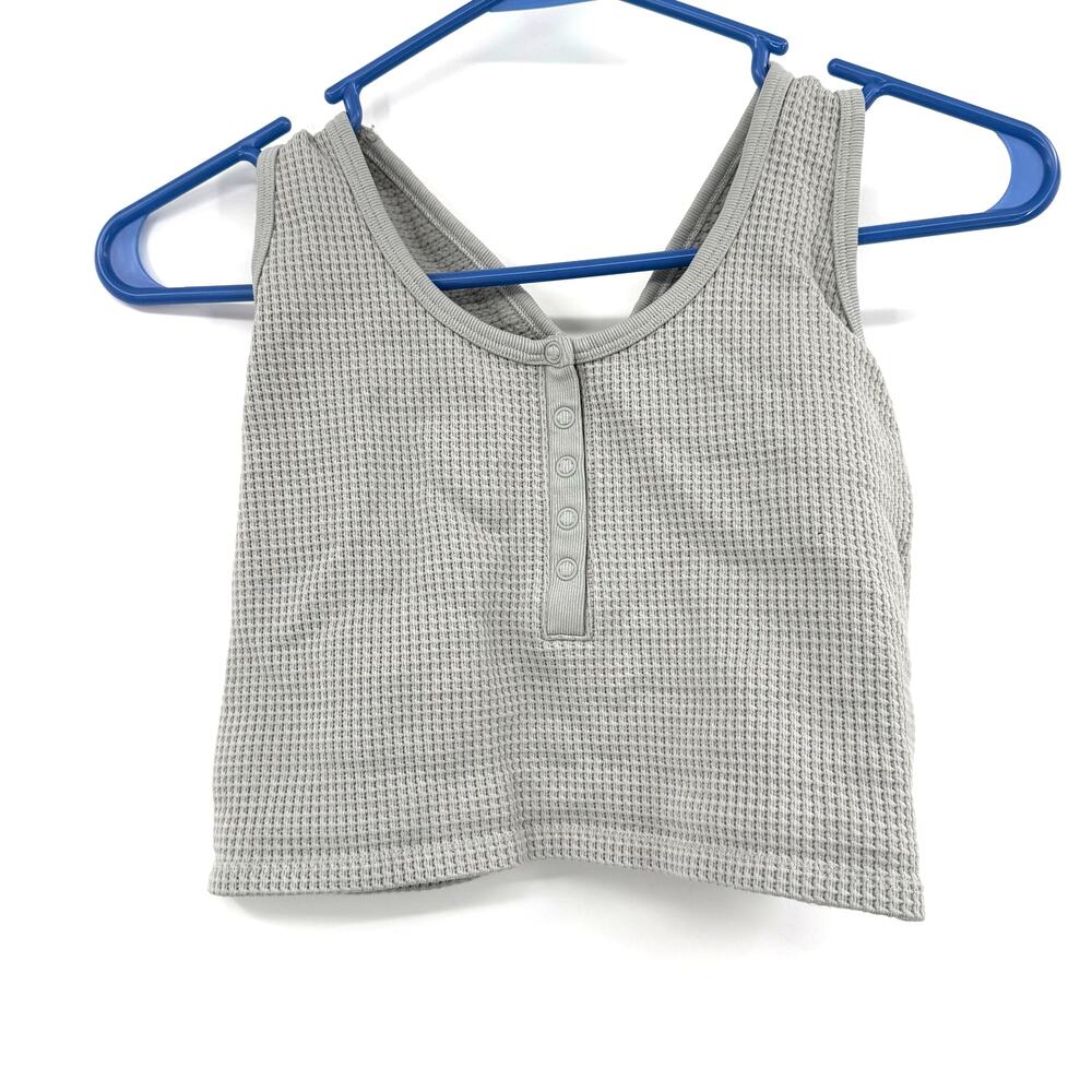 Offline by Aerie Size XL Gray Waffle Knit Pullover Bra Crop Top Snap Front